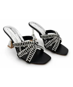 HandCrafted Pearl Heel  black